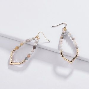 Dangle Gold Plated Earrings with Multicolored Beads